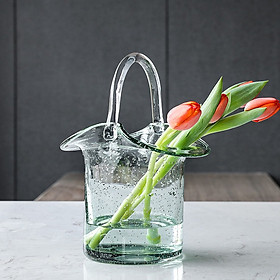 Mua Lọ hoa Giỏ hoa thủy tinh Xanh Ngọc   lọ hoa giỏ xách độc đáo