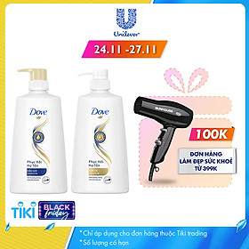 Combo Dove Phục Hồi Hư Tổn Dầu Gội 640g + Kem Xả 610g