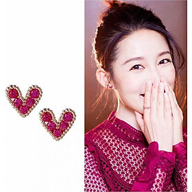 Bông tai trái tim đá - phụ kiện trang sức thời trang Hàn Quốc.