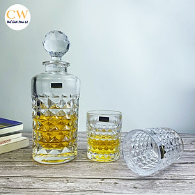 Bộ Bình Ly Rượu Mạnh Whisky Pha Lê Tiệp Khắc Crystalite Bohemia Diamond