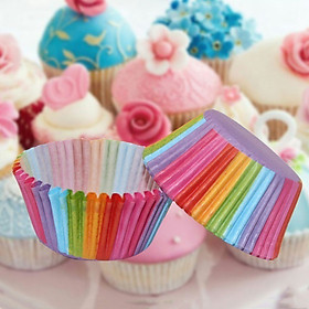 Mua Bộ 100 Khuôn giấy Đựng Bánh Cầu Vồng Cupcake Siêu Cuốn Hút Màu Sắc Rực Rỡ Chống Dầu Mỡ