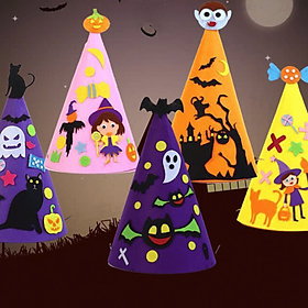 Mũ nhọn Halloween mẫu giáo chất liệu vải không dệt thủ công sáng tạo làm quà tặng diy sự kiện cho bé