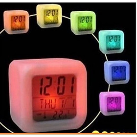 Mua Đồng Hồ báo thức Để Bàn Hình Vuông Đổi Màu - đồng hồ trang trí
