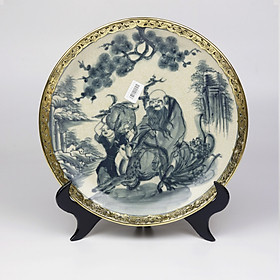 Đĩa Cảnh Men Rạn Bát Tràng Bọc Đồng Cao Cấp 35cm