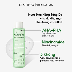 Nước hoa hồng sáng da, ngừa mụn AHA PHA The Auragins Gentle Brightening Toner 150ml