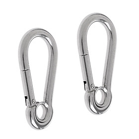2pcs Stainless Steel Climbing Carabiner Clip Hook with Eye for Climbing/ Hiking 80 x 40mm Thickness 8mm