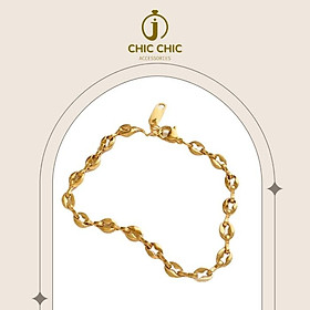 Lắc tay nữ cá tính titan mạ vàng 14k mặt dây thiết kế hình hạt cofe | Dây chuyền Chic Chic 2C3