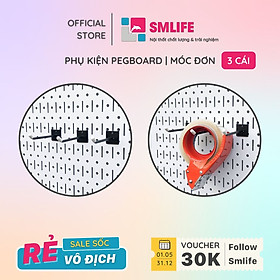 Mua Bộ 3 móc đơn 10S Pegboard - Móc treo bằng thép sơn tĩnh điện hiện đại - Phụ kiện móc treo dụng cụ Pegboard