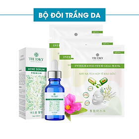 Bộ ngừa mụn da mặt Truesky Premium M01 gồm 1 serum ngừa mụn tràm trà 20ml + 3 miếng mặt nạ dưỡng da Truesky