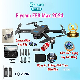 Máy Bay Flycam Camera 4K E88 Max 2024 Cao Cấp Động Cơ Không Chổi Than Siêu Bền Tránh Va đập, 2 Camera có cảm biến bụng giữ thăng bằng khi bay - Hàng Chính Hãng 