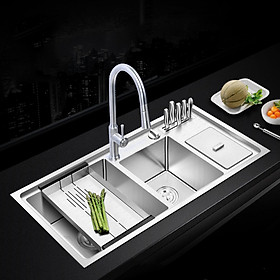 Mua Chậu rửa bát inox 304 Hàn Quốc 3 hố + Vòi rút dây RANOX cao cấp