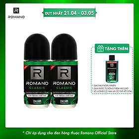 Combo 2 Lăn khử mùi Romano Classic kháng khuẩn & khô thoáng cả ngày 50ml*2