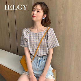 Áo Sơ Mi Ngắn Tay Họa Tiết Ca Rô Phong Cách Hàn Quốc Dành Cho Nữ
