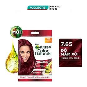 Kem Nhuộm Tóc Garnier Color Naturals Ultra Colors 30ml+30g .#7.65 Rasberry Red Đỏ Mâm Xôi