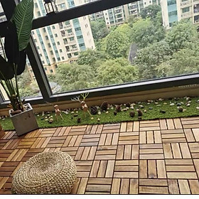 Mua Combo 10 Tấm Vỉ Lót Sàn 12 Nan màu vàng -Vỉ gỗ nhựa lót sàn nhà tắm ban công sân thượng ngoài trời