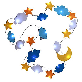 6.6ft Clouds Moons Stars Fairy Lights For Xmas Holiday Wedding - 20 LED, Blue