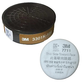 Mua 1 Phin lọc hơi hữu cơ  lọc độc 3M 3301K-100 và tấm lọc bụi 3M 7711 chống bụi PM0.3  dành cho mặt nạ phòng độc   tặng móc treo khóa