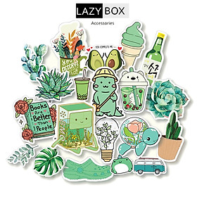 Bộ sticker chống thấm nước trang trí mũ bảo hiểm, laptop màu xanh