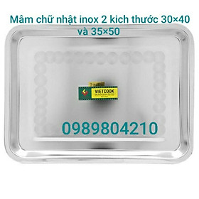 Mua Mâm chữ nhật inox cao cấp Vietcook size 30× 40  35×50  hàng dày dặn chắc chắn loại 1