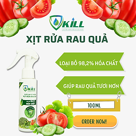 Nước rửa rau củ thực quả phẩm tươi sống Vkill 100ml an toàn khử khuẩn