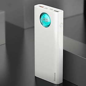 Mua Trắng - Pin sạc dự phòng hỗ trợ sạc nhanh 18W dung lượng 20.000 mAh hiệu Baseus Amblight Fast Charge cho Smartphone Trang bị màn hình LED  PD Fast charge  Quick charge 3.0  3 cổng sạc ra OutPut chip sạc thông minh - Hàng nhập khẩu