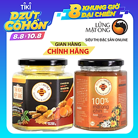 Combo Tinh nghệ nếp vàng 200g và Mật ong rừng Hoa Cao Nguyên 360g - Giúp hỗ trợ cải thiện đau dạ dày, chăm sóc da, tăng cường sức khỏe