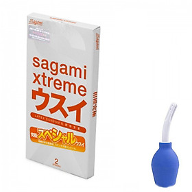 Hình ảnh Bao cao su siêu mỏng Sagami Super thin (hộp 2 chiếc) + Dụng Cụ Vệ Sinh Hậu Môn