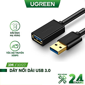 Mua Dây nối dài USB 3.0 mạ vàng dài từ 1-3m UGREEN US129 dây dạng dẹt và tròn - Hàng Chính Hãng