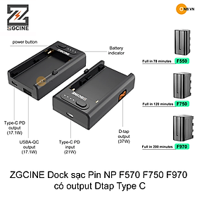 Mua ZGCine Dock sạc Pin NP F550 F750 F970 có output DTap Type C