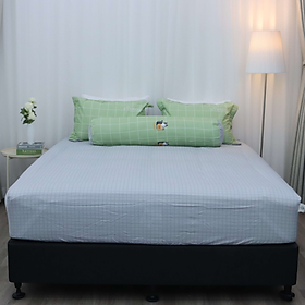 Bộ ga giường Everon Lite ELCP 203  Cotton Xanh phối xám (4 món) - 180x200cm