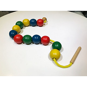 Đồ chơi xâu hạt xỏ dây khối tròn nhiều màu cho bé phát triển kỹ năng vận động tinh, đồ chơi gỗ giáo dục sớm