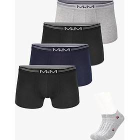 Combo 4 Quần Sịp Đùi Nam Quần Lót Nam Boxer Sợi Cotton Cao Cấp MRM FASHION Mix 3 Màu TẶNG Đôi Tất Nam Cao Cấp