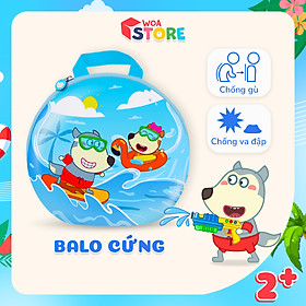 Balo cho bé đi học mẫu giáo mầm non hình Wolfoo và Lucy bền đẹp - Balo tròn Wolfoo & Lucy đi biển