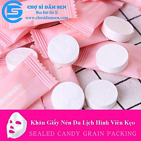 Mua Set 50 Khăn giấy nén hình viên kẹo  khăn giấy ướt dùng khi đi du lịch lau mặt mềm mại siêu dai hình vuông loại cao cấp