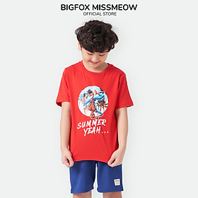 Đồ bộ bé trai cộc tay BIGFOX - MISS MEOW size đại chất cotton phong cách Âu Mỹ in Siêu nhân 11 - 40 kg QATE - 95cm, 11 - 13kg (3) - BỘ ĐỎ IN SIÊU NHÂN