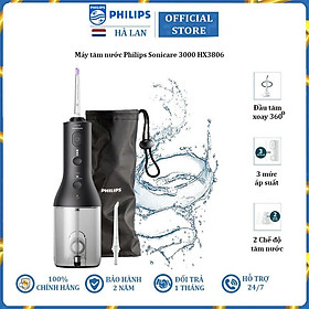 Máy tăm nước Philips Sonicare 3000 HX3806 làm sạch sâu với công nghệ Quad Stream - Hàng Nhập Khẩu