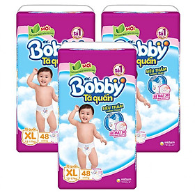 Combo 3 Gói Tã Quần Bobby Gói Siêu Lớn XL48 (48 Miếng)