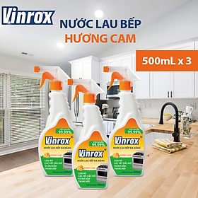Combo 3 chai nước lau bếp đa năng vinrox 500ml - hương cam