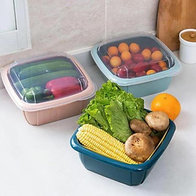 Mua COMBO 3 Bộ Rổ Nhựa Kèm Chậu Vuông Có Nắp Đây 3in1