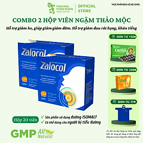 Combo 2 hộp viên ngậm Ho thảo mộc Zalocol Hỗ trợ giảm đờm, đau rát họng, khản tiếng do viêm họng, viêm phế quản (Hộp 20 viên) - Genat