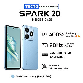 Điện thoại Tecno SPARK 20 (8+8)GB/128GB - Helio G85 | 5000 mAh | Sạc nhanh 18W | Hàng Chính Hãng