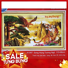 Tranh thêu chữ thập Song hùng tương ngộ A1087 115x66cm