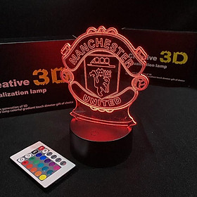 Mua Đèn led 3D USB logo Manchester United ĐÈN NGỦ ĐÈN TRANG TRÍ 16 MÀU CÓ ĐIỂU CHUYỂN CHẾ ĐỘ MÀU
