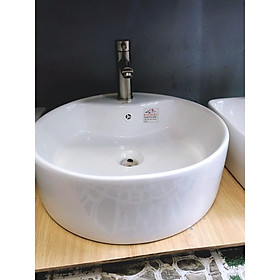 Lavabo sứ tròn  để bàn tráng men nano