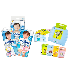 Combo 3 gói tã quần Moony cao cấp size M58/L44/XL38/XXL26 tặng máy học song ngữ Anh-Việt bao gồm thẻ TILO KIDS TLK-1199