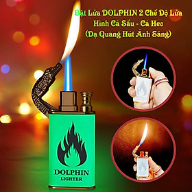 Mua Hột quẹt bật lửa dolphin 2 chế độ lửa hình cá sấu - cá heo (dạ quang hút ánh sáng) - (xài gas)