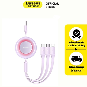 Mua Cáp Sạc Dây Rút 3 IN1 USB to M+L+C 3.5A Baseus Bright Mirror 2 Series Retractable 3-in-1 Fast Charging Data Cable Dài 1.1M- CAMJ- Hàng chính hãng