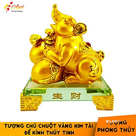 Mua Tượng chú chuột vàng đế kính thủy tinh cao cấp - Tượng Kim Tý Chiêu Tài