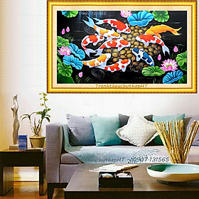 Mua Tranh đính đá Cửu ngư quần hội 120*65cm - tự đính