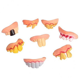 2X 8Pcs Funny Ugly Fake Teeth Gag Gift Costume Party Game Accessories Random